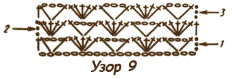 Схема вязания крючком узора 9