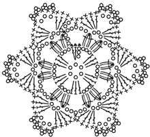 Схема вязания крючком снежинки 5
