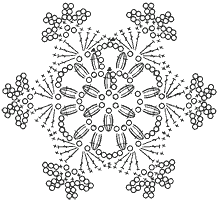 Схема вязания крючком снежинки 7